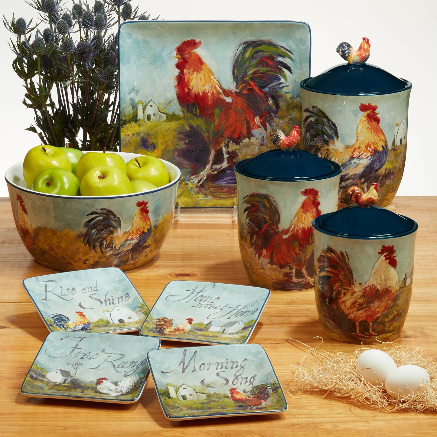 Rooster Meadow Canape Plates 6in 4 asst.