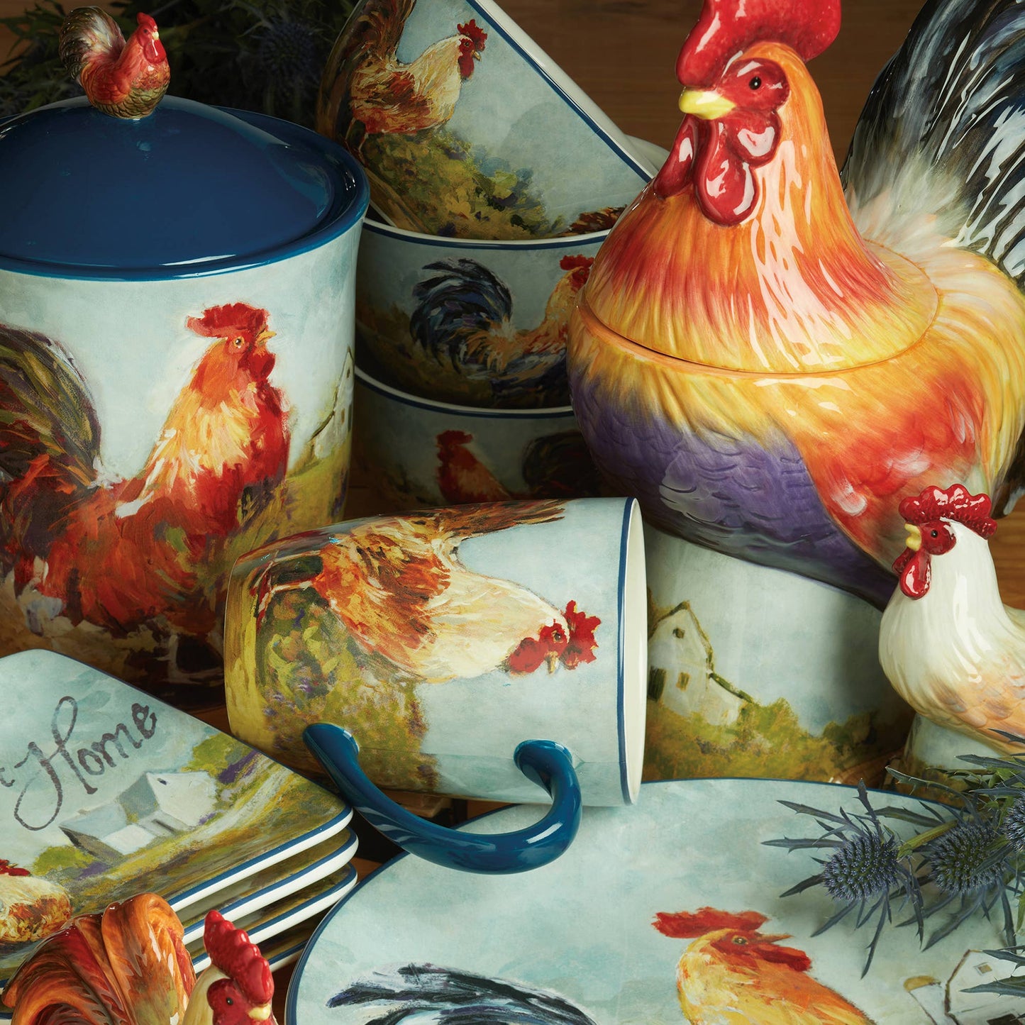 Rooster Meadow Canape Plates 6in 4 asst.