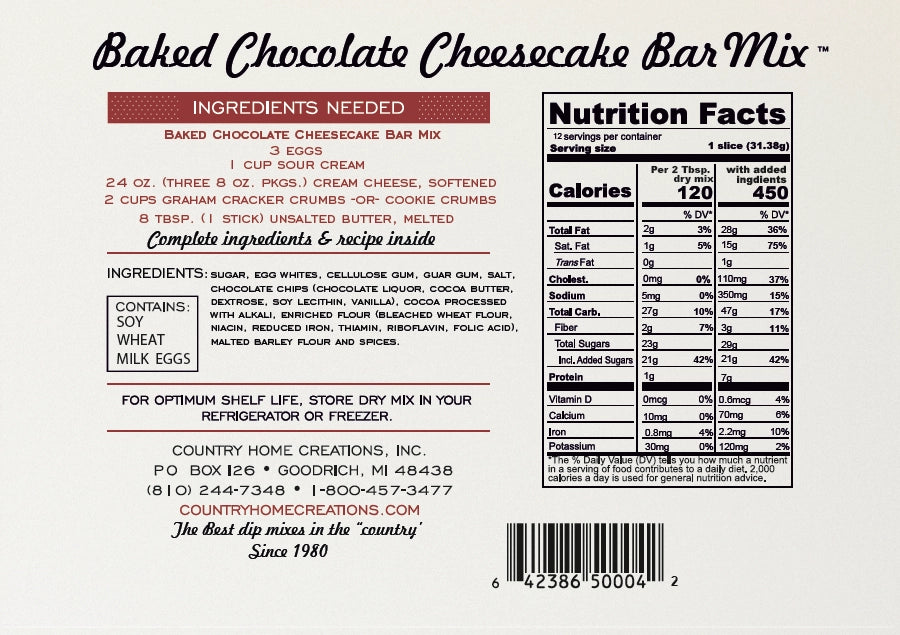 DOUBLE CHOCOLATE CHEESECAKE BAR MIX ARTISAN KITCHEN