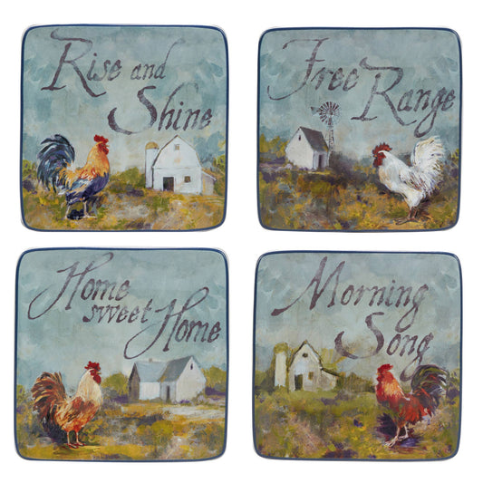 Rooster Meadow Canape Plates 6in 4 asst.