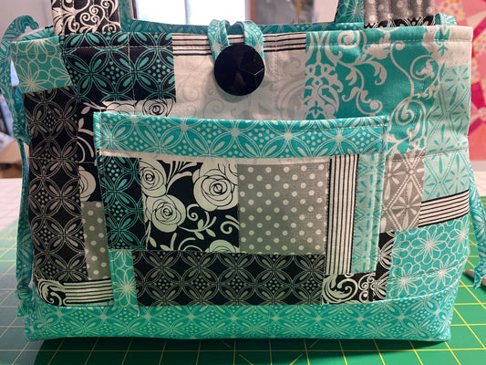 Blue & Black Mini Bow Tucks Handbag