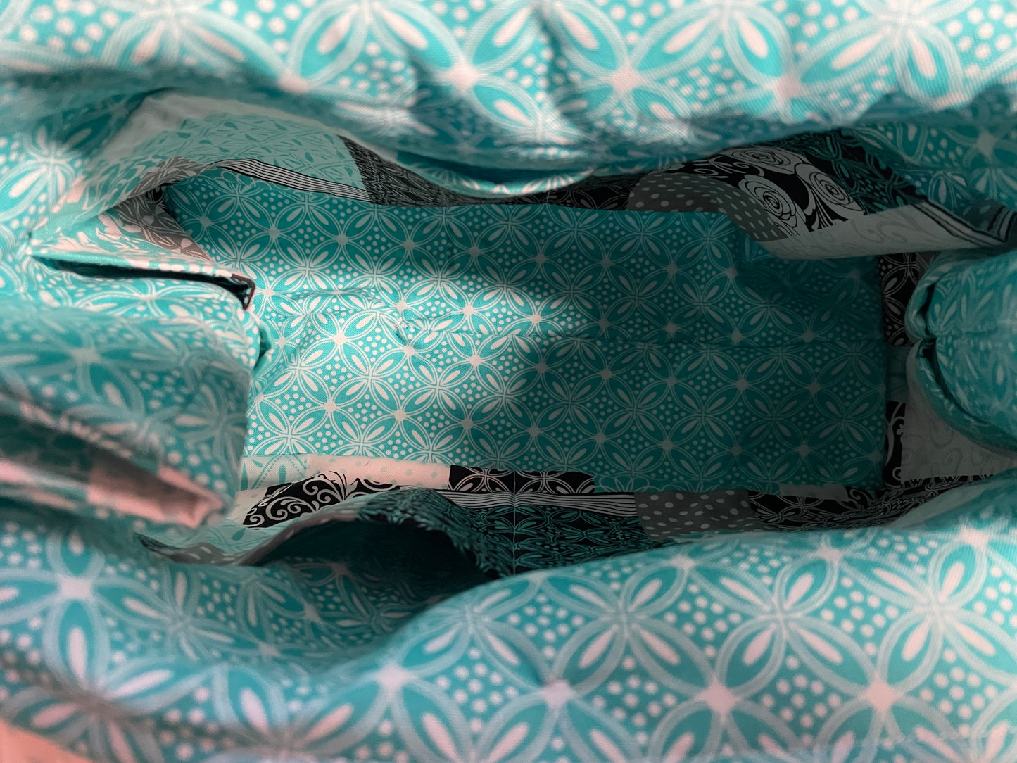 Blue & Black Mini Bow Tucks Handbag