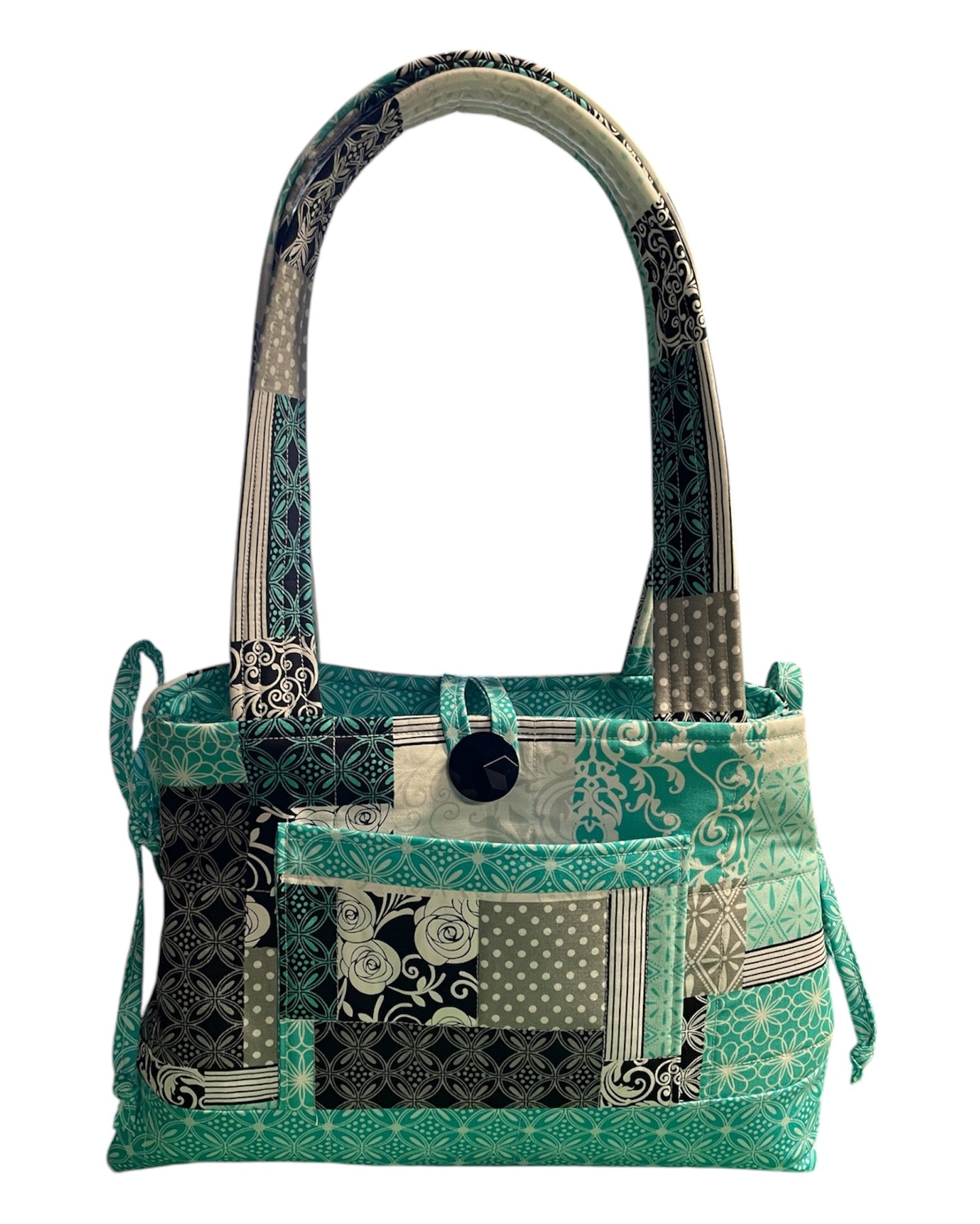 Blue & Black Mini Bow Tucks Handbag