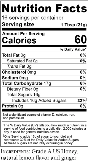 Ginger Lemon Honey for Tea 12oz