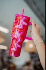 Hot Pink Retro Swirl 38oz Tumbler
