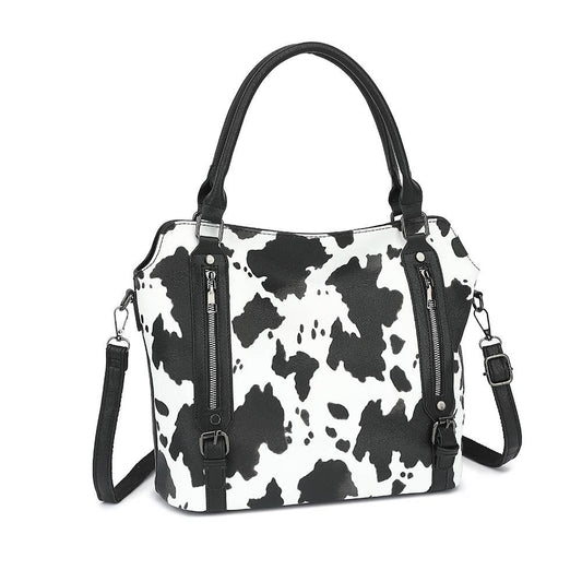 COW HANDBAG TOTE BAG CROSS BAG CLUTCH PURSE SET