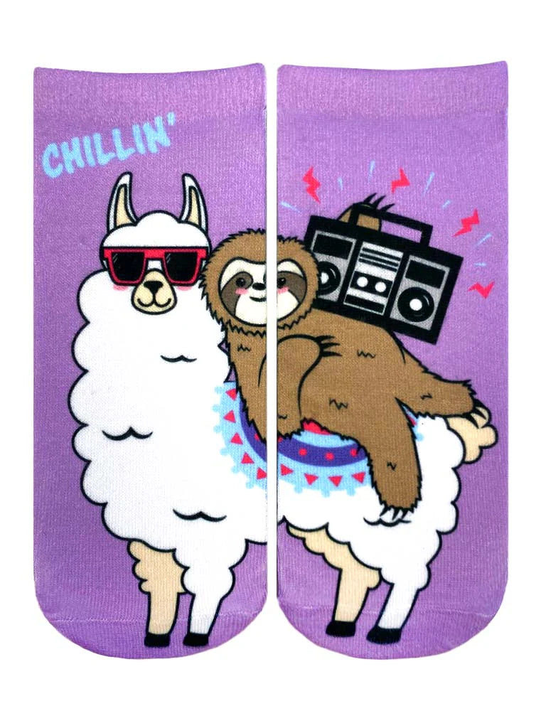 Chillin Llama Sloth Ankle Socks
