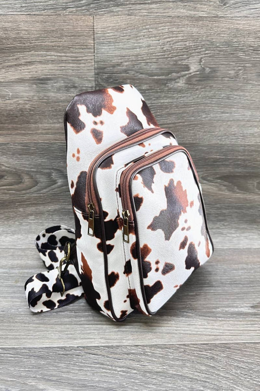 COW PRINT CROSSBODY SLING BAG PURSE