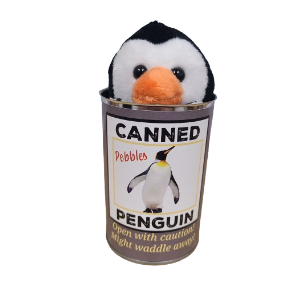 Pebbles the Canned Penguin Stuffed Animal Plush w/Jokes
