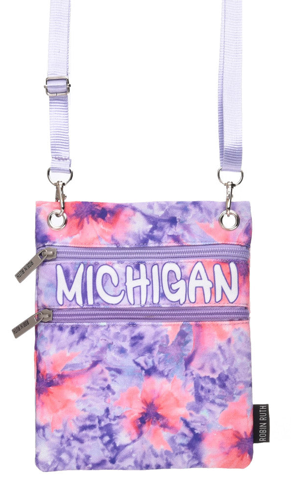 MICHIGAN PURPLE FLORAL NECK WALLET
