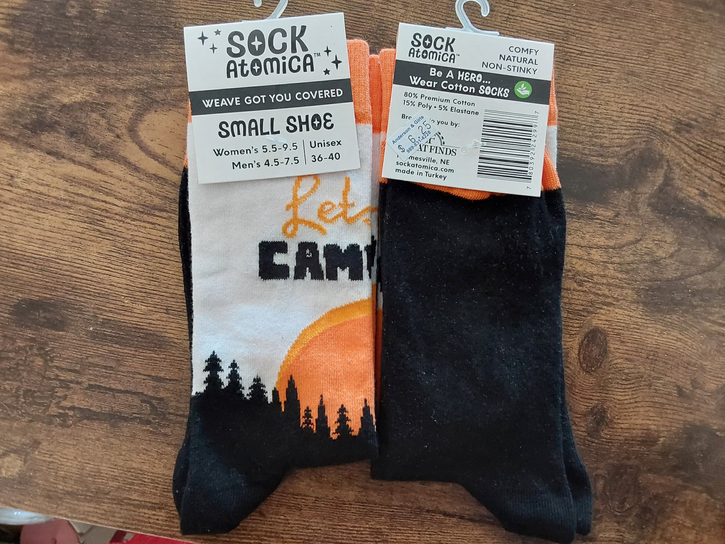LETS GO CAMPING SMALL SOCKS