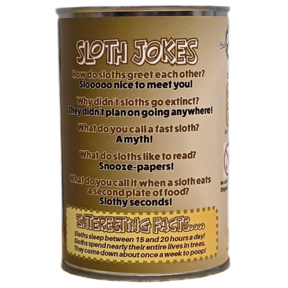 Canned Baby Sloth | Stuffed Mini Sloth Plush w/Jokes