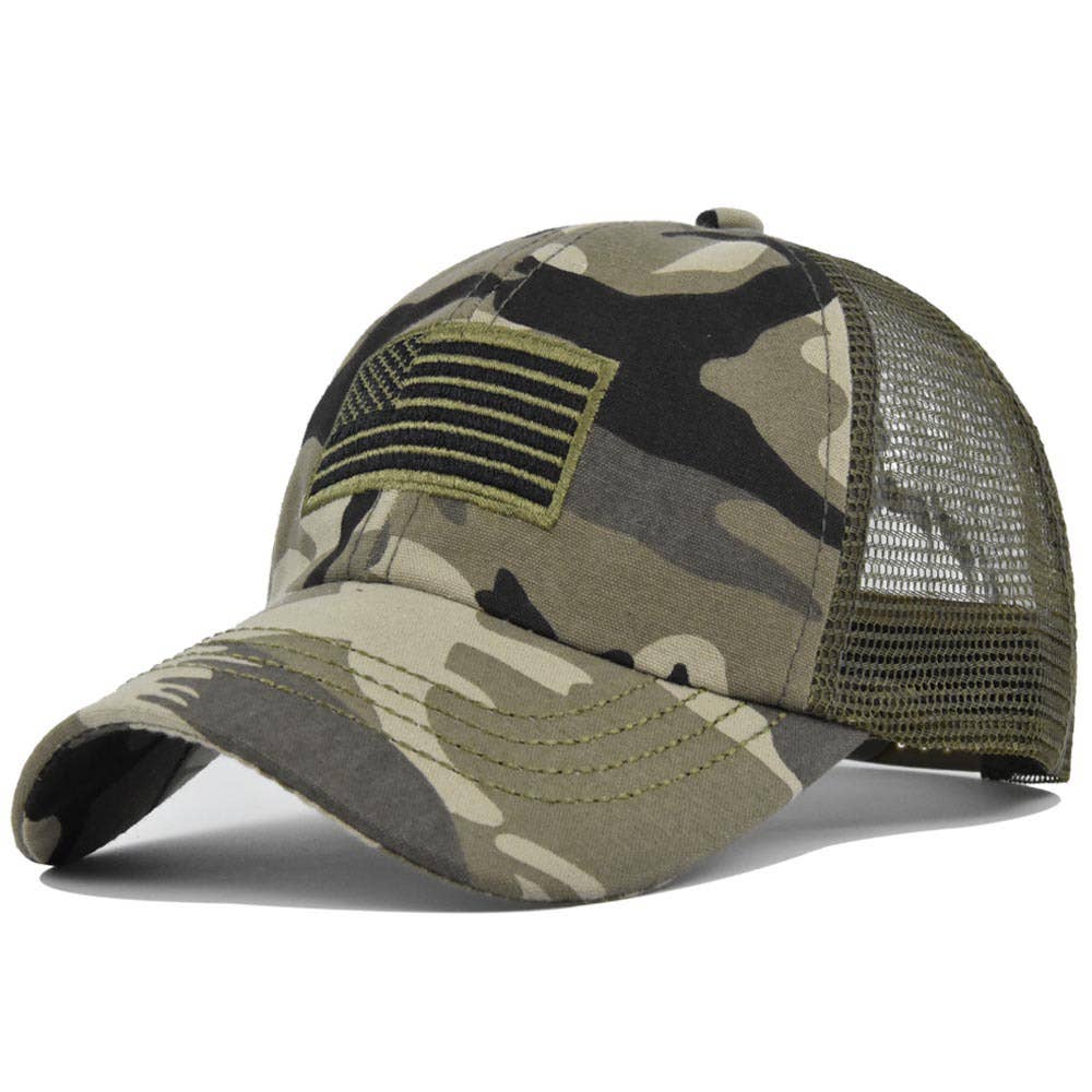 Camo USA Flag 4th of july Baseball Cap