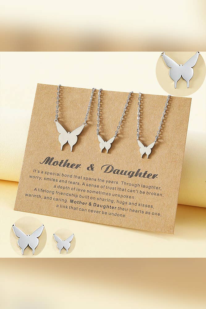 Mother's Day Gift Mother & Daughter Butterfly Necklace