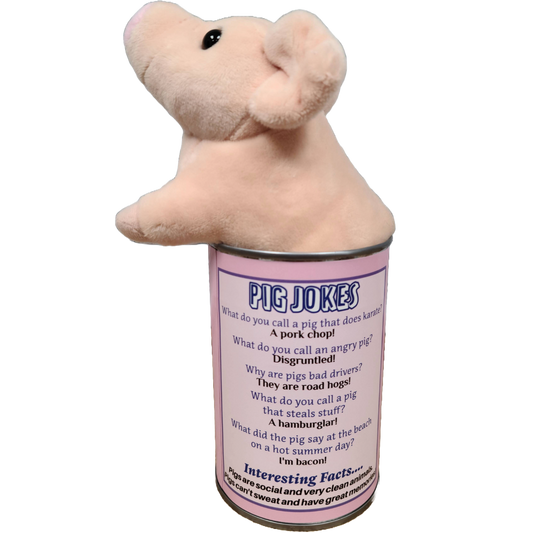 Canned Pig | Stuffed Farm Animal Plush w/Funny Jokes