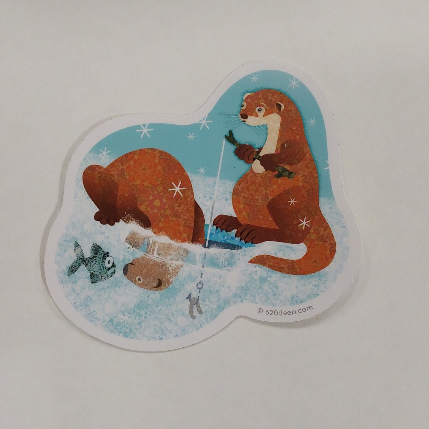 ICE FISHING OTTERS STICKER