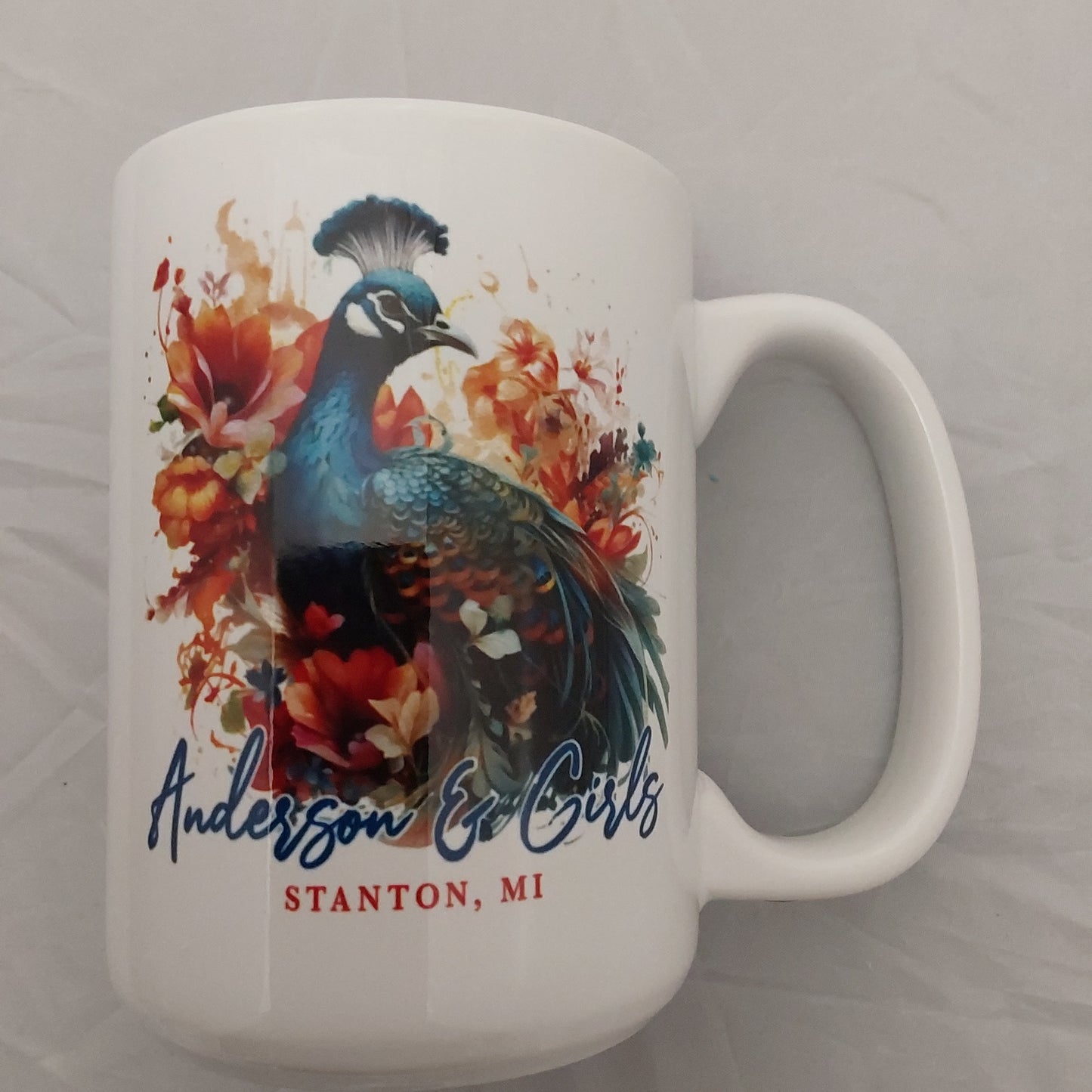 FLORA PEACOCK LOTUS 15 OZ MUG