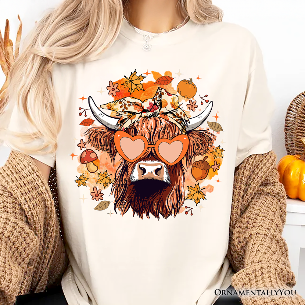 Fall Highland Cow T-Shirt, Messy Bun Howdy Tee Vibes
