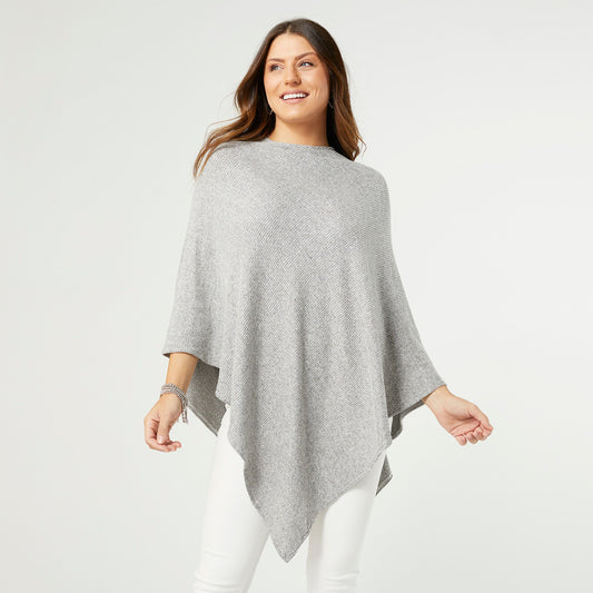 SELENE SUPERSOFT BABY RIBBED PONCHO HEATHER GREY