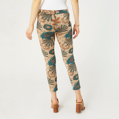 PRINTED JASMINE CAPRI ZIP POCKET LEGGINGS