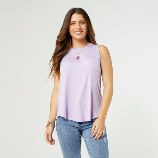 ERIN PLEAT BACK TANK LILAC