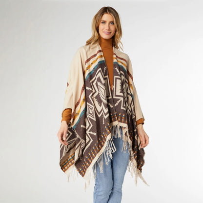 LUZIA AZTEK WRAP W/FRINGE TAN