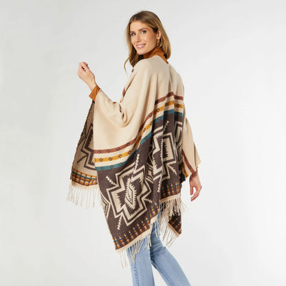 LUZIA AZTEK WRAP W/FRINGE TAN