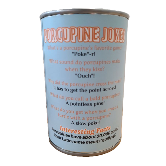 Canned Porcupine | Stuffed Animal Plush w/Funny Jokes