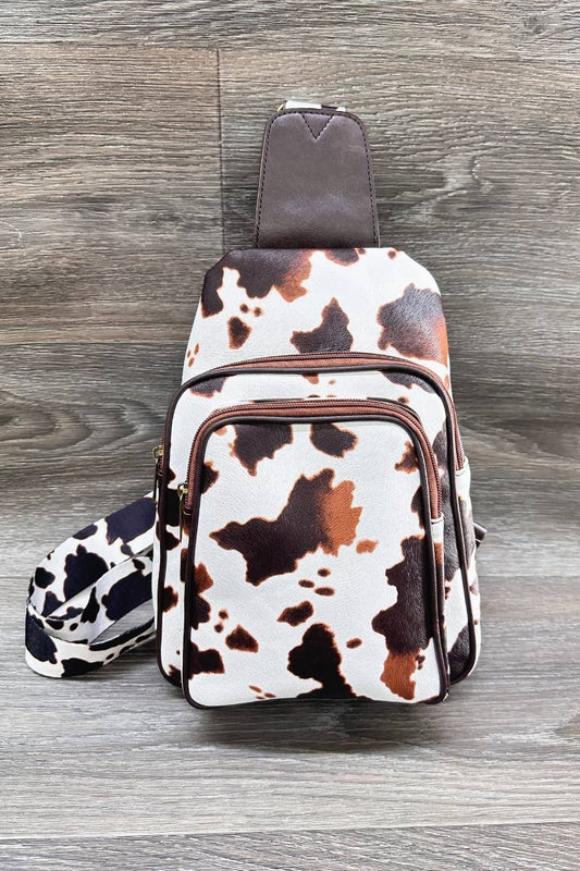 COW PRINT CROSSBODY SLING BAG PURSE