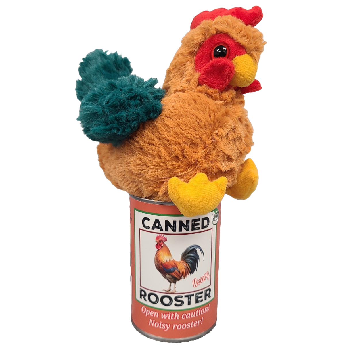 Canned Rooster | Farm Animal Plush w/Jokes