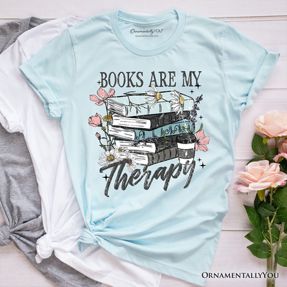 Books Are My Therapy Floral Vintage T-Shirt, Bookworms Tee