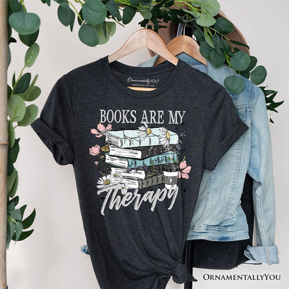 Books Are My Therapy Floral Vintage T-Shirt, Bookworms Tee