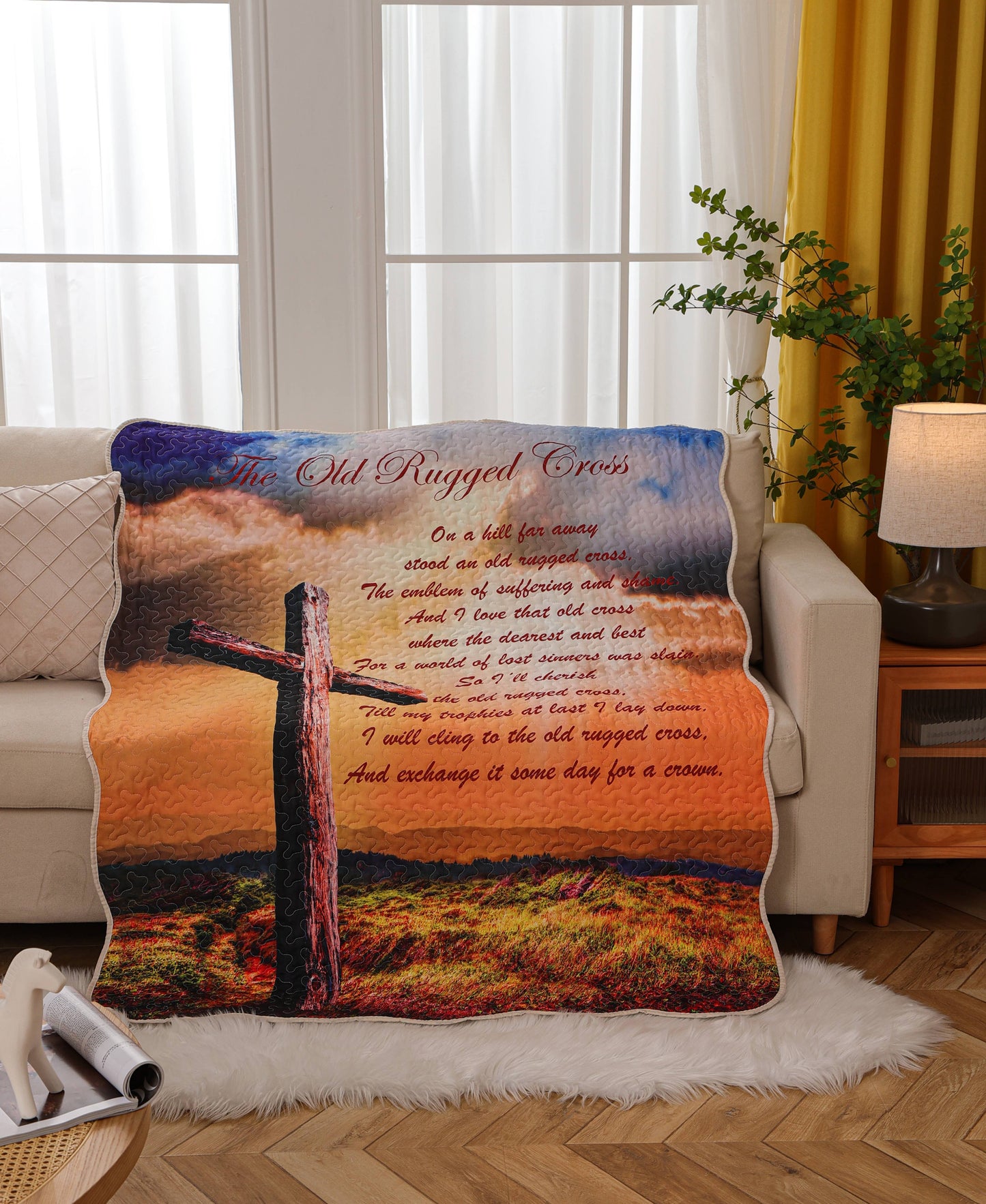 Old Rugged Cross Inspirational Quilted Throw