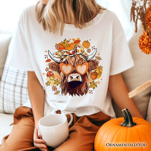 Fall Highland Cow T-Shirt, Messy Bun Howdy Tee Vibes