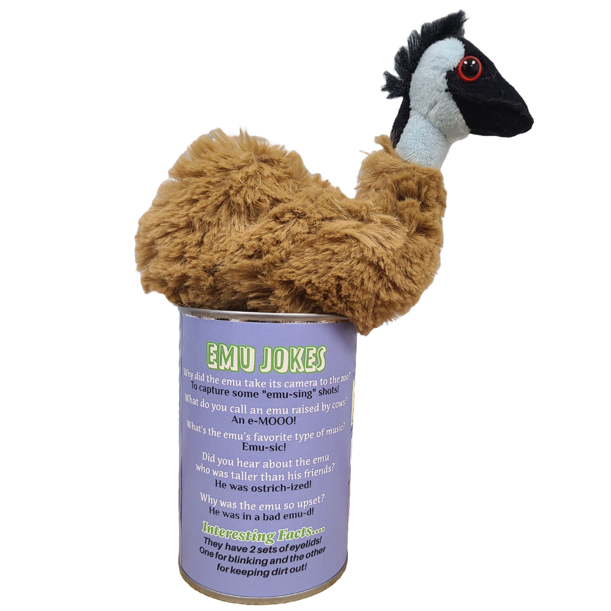 Canned Emu | Stuffed Animal Farm Plush w/Jokes | Unique Gift