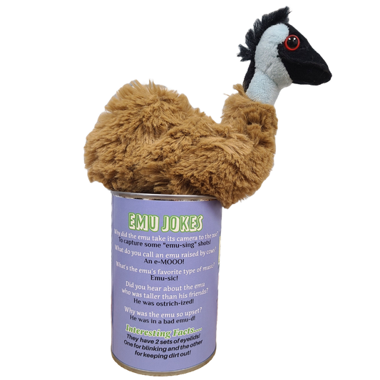 Canned Emu | Stuffed Animal Farm Plush w/Jokes | Unique Gift