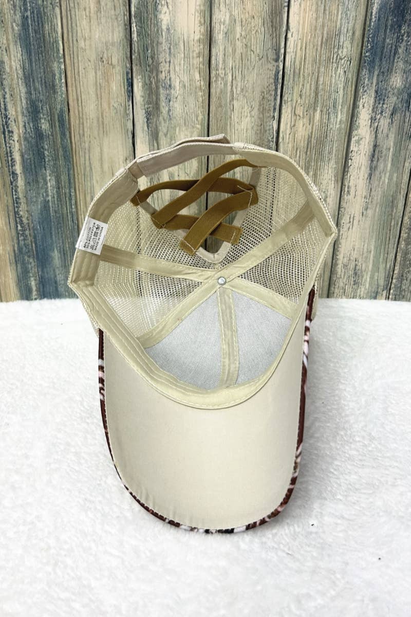 COW PRINT WESTERN  BASEBALL HAT MESH CAP