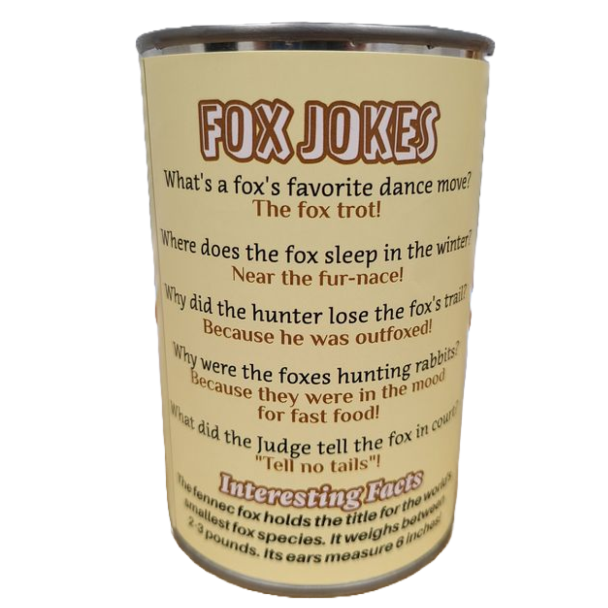 Canned Fennec Fox | Stuffed Animal Plush w/Jokes