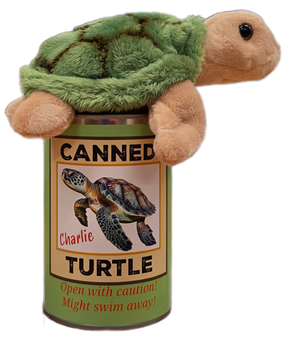 Canned Sea Turtle Stuffed Animal Plush w/Jokes