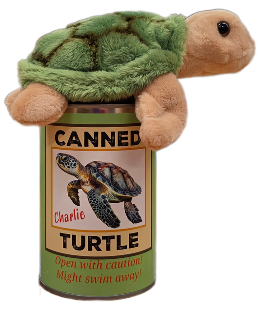 Canned Sea Turtle Stuffed Animal Plush w/Jokes