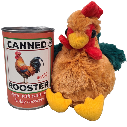 Canned Rooster | Farm Animal Plush w/Jokes