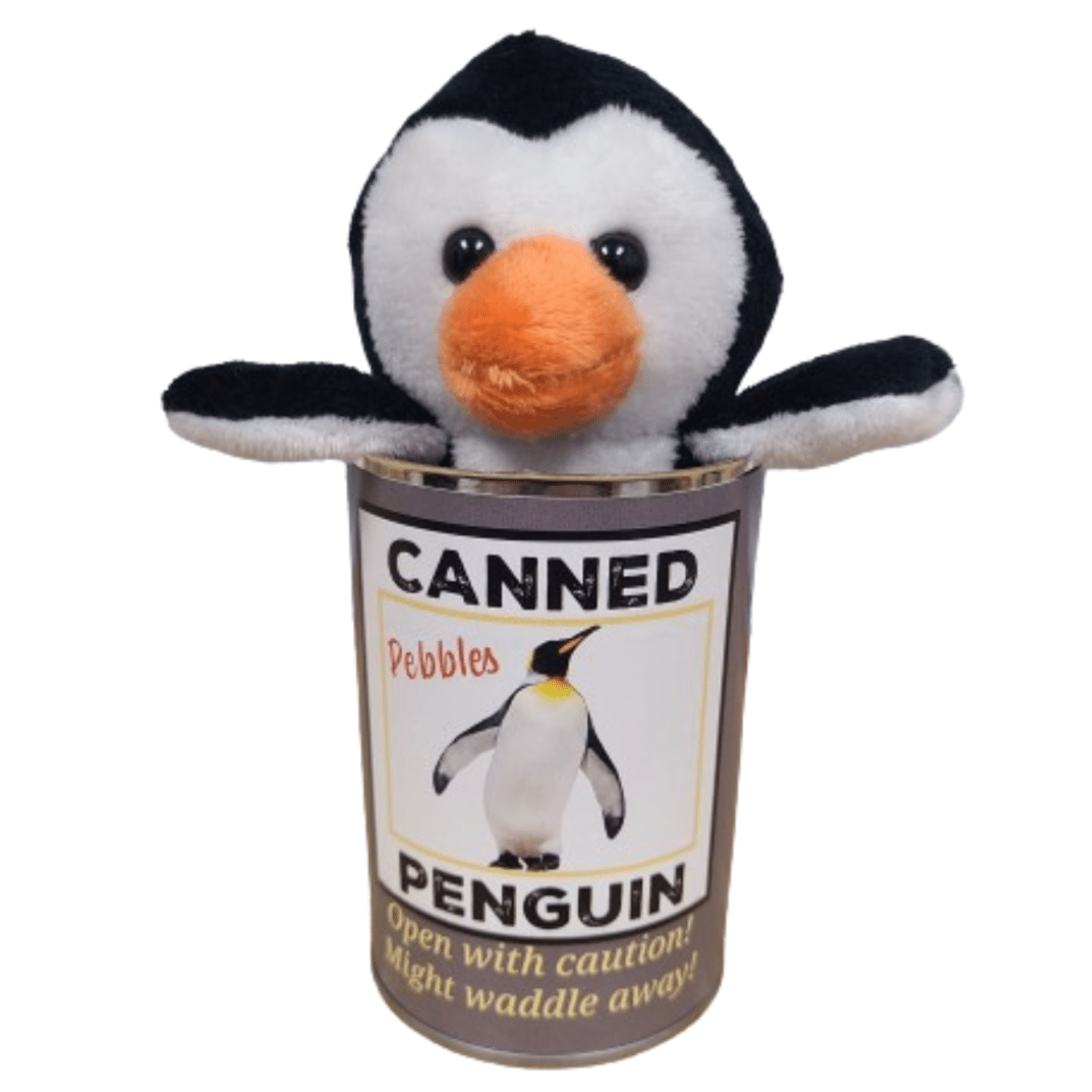 Pebbles the Canned Penguin Stuffed Animal Plush w/Jokes