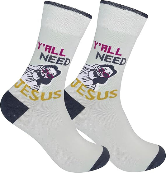 Y'All Need Jesus Socks Funatic
