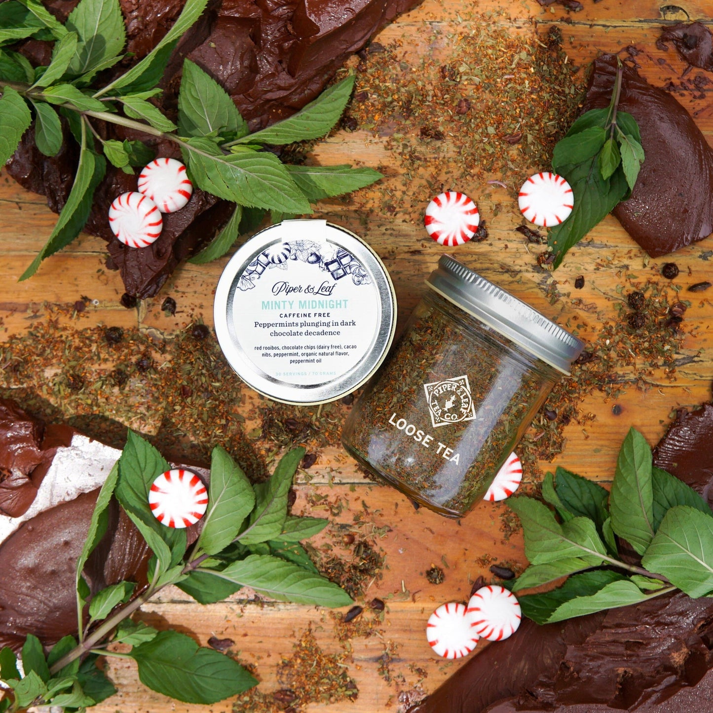 Minty Midnight Glass Jar of Loose Leaf - 30 Servings