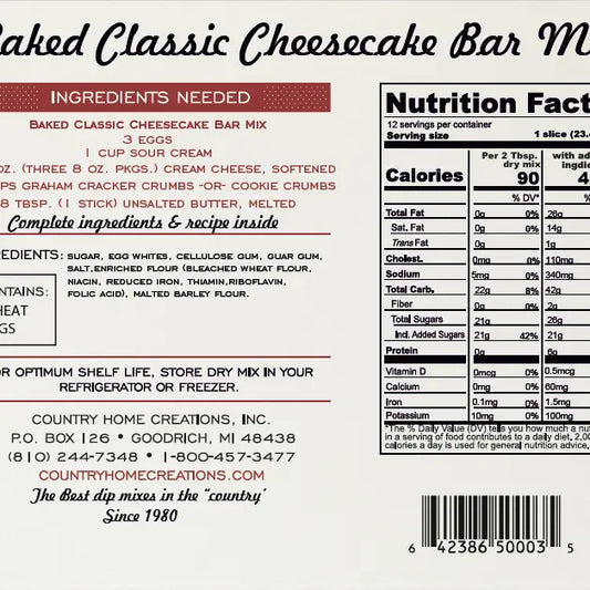 CLASSIC CHEESECAKE BAR MIX ARTISAN KITCHEN