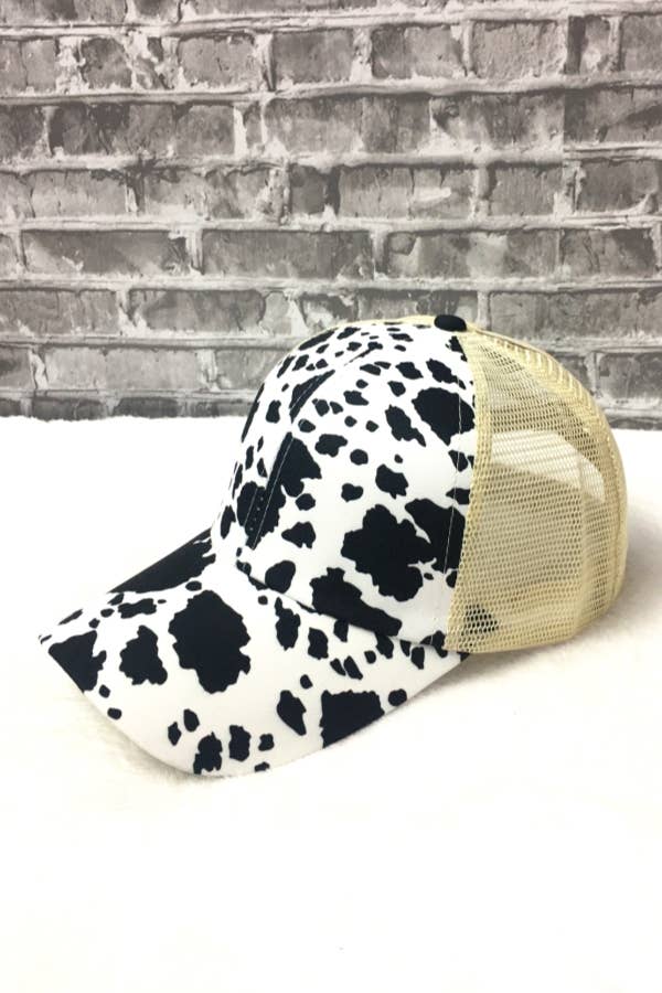 COW PRINT WESTERN  BASEBALL HAT MESH CAP