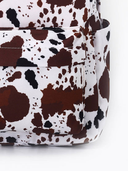 Cow Print Brown Backpack For Kids