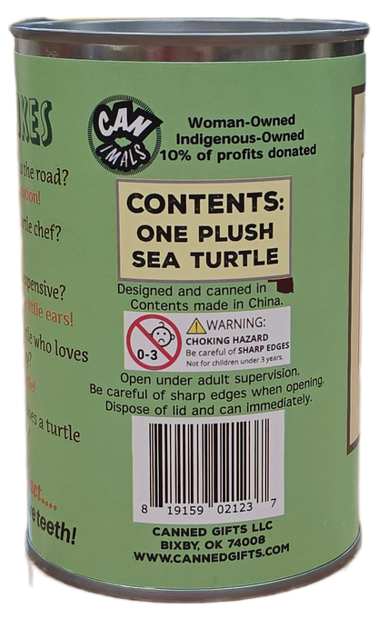 Canned Sea Turtle Stuffed Animal Plush w/Jokes