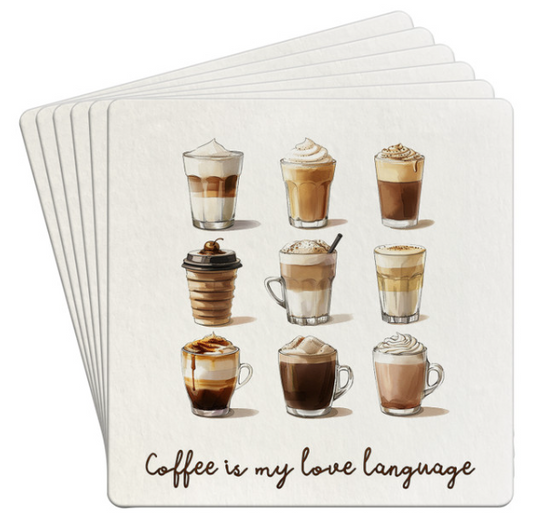 Bar Coaster 6pk - Coffee Is My Love Language