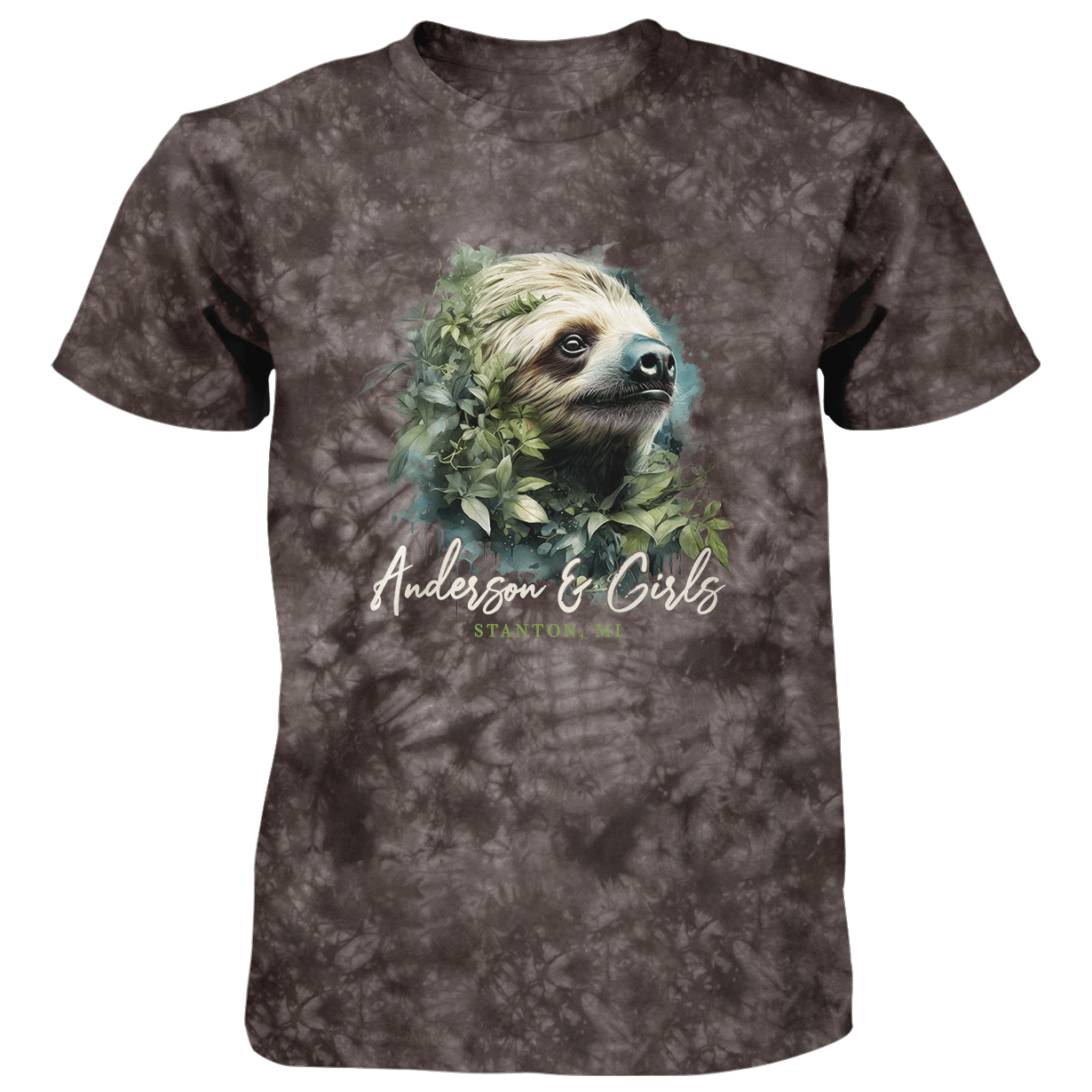 TWO TOED SLOTH MASTERPIECE TIE DYE TSHIRT BROWN